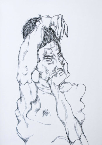studie nach schiele, tusche 20x30cm
